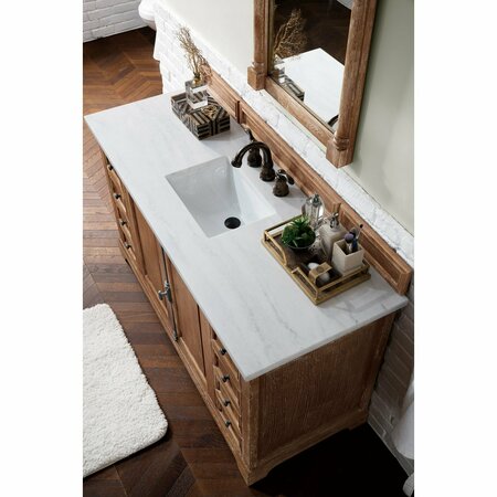 James Martin Vanities Providence 60in Single Vanity, Driftwood w/ 3 CM Arctic Fall Solid Surface Top 238-105-5311-3AF